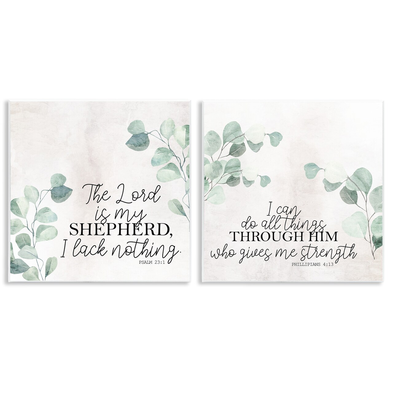 Stupell Industries Spiritual Scriptures with Eucalyptus 2pc Wall Plaque Set By Kim Allen